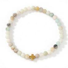 Load image into Gallery viewer, Boho Cross Natural Stone Bracelet