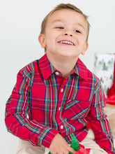 Load image into Gallery viewer, Boys Tis The Season Plaid Long Sleeve Button Down Shirt