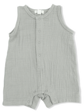 Load image into Gallery viewer, Sage Green Organic Cotton Muslin Sleeveless Short Romper