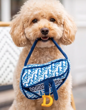 Load image into Gallery viewer, Royal Blue & White Dogior Saddle Bag Dog Toy by Haute Diggity Dog