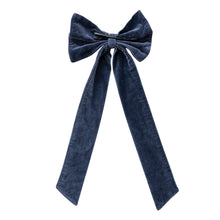 Load image into Gallery viewer, Cotton Velvet Clip-on Bow, Navy