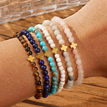 Load image into Gallery viewer, Boho Cross Natural Stone Bracelet