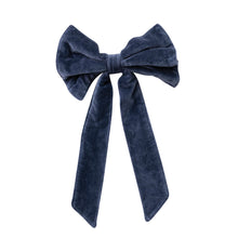 Load image into Gallery viewer, Cotton Velvet Clip-on Bow, Navy