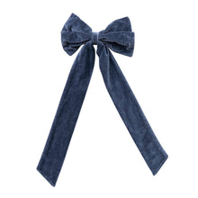 Load image into Gallery viewer, Cotton Velvet Clip-on Bow, Navy
