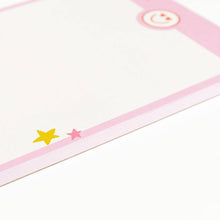 Load image into Gallery viewer, Pink Border Heart Eyes Smiley 6x8 Notepad
