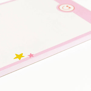 Pink Border Heart Eyes Smiley 6x8 Notepad