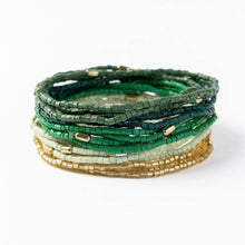 Load image into Gallery viewer, Chelsea 18 Strand Luxe Beaded Bracelet Set Green

