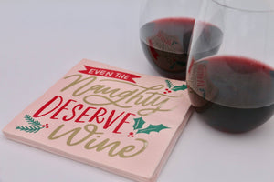 Naughty Deserve Wine | Funny Christmas Napkins