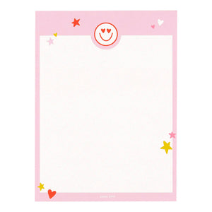 Pink Border Heart Eyes Smiley 6x8 Notepad