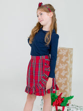 Load image into Gallery viewer, Girls Tis The Season Plaid Ruffle Wrap Skirt
