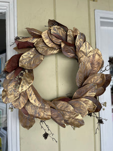 Round Faux Magnolia Leaf Wreath