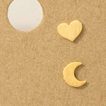 Load image into Gallery viewer, Moon Heart Earrings detail
