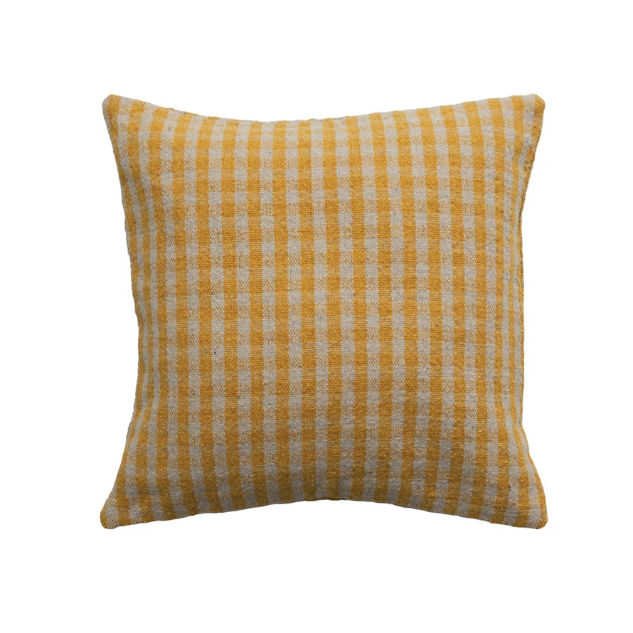 Woven Recycled Cotton Blend Pillow Gingham
