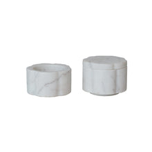 Load image into Gallery viewer, Marble Scalloped Stackable Pinch Pots w/ Lid
