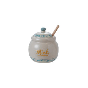 Stoneware Honey Jar with Lid & Wood Dipper