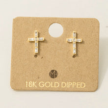 Load image into Gallery viewer, Cross Square Stone Earrings detail
