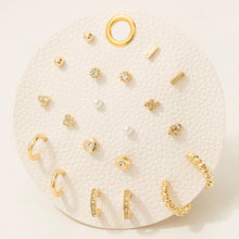 Load image into Gallery viewer, 10 Pair Stone Hoop Earring Set detail
