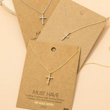 Load image into Gallery viewer, Cross Stone Necklace - Gold
