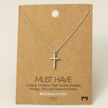 Load image into Gallery viewer, Cross Stone Necklace - Silver
