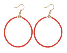 Load image into Gallery viewer, Ruby Beaded Hoop Earrings
