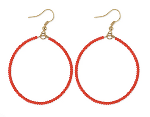 Ruby Beaded Hoop Earrings