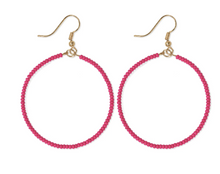 Load image into Gallery viewer, Ruby Beaded Hoop Earrings
