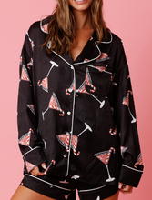 Load image into Gallery viewer, Christmas Martini Pattern Satin PJ Set
