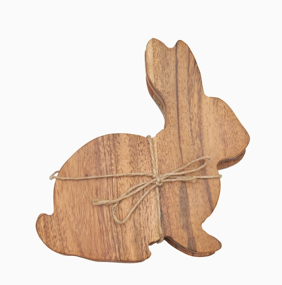 Easter Bunny Shaped Wood Coasters Set 4