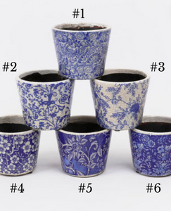 Blue & White Floral Pots