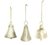 Load image into Gallery viewer, Hanging Metal Bells, Distressed Pewter Finish
