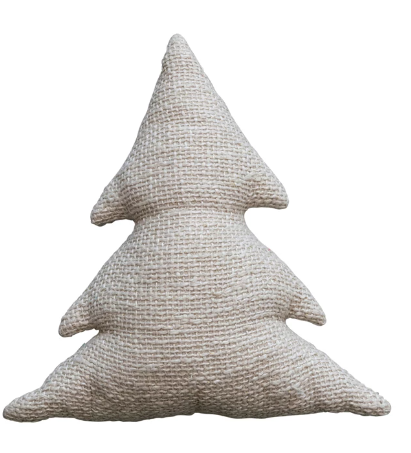 Woven Cotton Slub Tree Shaped Pillow w/ Metallic Gold Thread