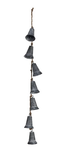 Hanging Galvanized Metal Bells on Jute Rope