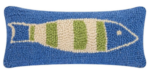 Blue Green Picket Fish Pillow