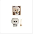 Stoneware Skull Shaped Dish with Spoon
