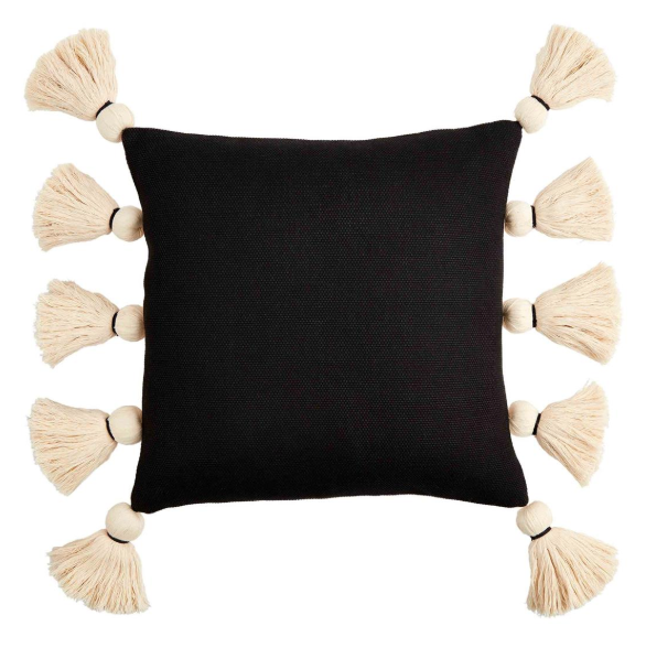 Square Black Tassel Pillow