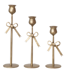 Hand-Forged Iron Taper Holders w/ Bow