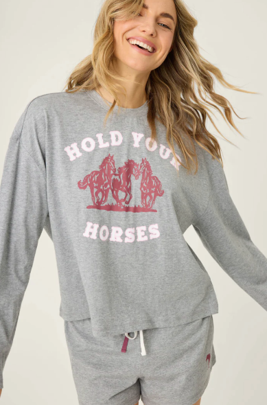 Hold Your Horses Horse Print PJ Short Set