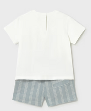 Load image into Gallery viewer, Vespa Scooter Blue Baby Boy Linen Short and T-Shirt Set by Mayoral
