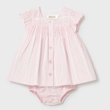 Load image into Gallery viewer, Embroidered Daisy Pink Linen Baby Girl Sundress with Bloomers by Mayoral
