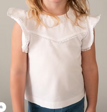 Load image into Gallery viewer, White or Tangerine Soft Cotton Ruffle Lace Sleeve Girls T-Shirt by Mayoral
