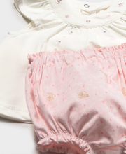 Load image into Gallery viewer, Embroidered Floral Ruffle Top with Pink Kitty Cat Baby Girl Bloomers by Mayoral

