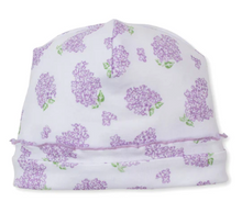 Load image into Gallery viewer, Lilac Purple Floral Printed Cotton Baby Girl Hat by Kissy Kissy

