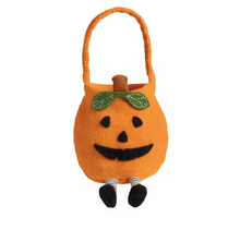 Load image into Gallery viewer, Pumpkin Dangle Leg Felt Halloween Bucket
