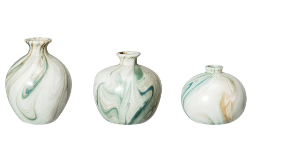 Stoneware Vases w/ Marbled Design