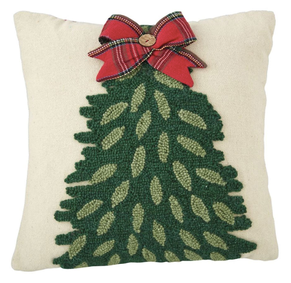 Tree Tartan Hooked Pillow