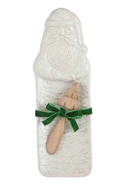 White Santa Hostess Tray Set