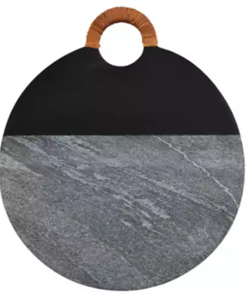 Round Black Wood Marble Board