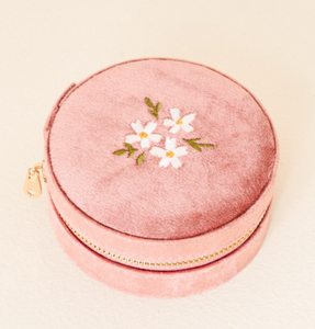 Velvet Round Jewelry Case