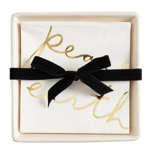 Ceramic Napkin Tray + Napkin - Peace On Earth