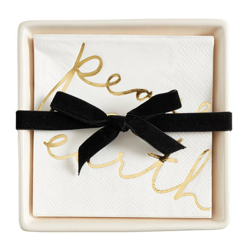 Ceramic Napkin Tray + Napkin - Peace On Earth